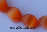 CCT27 14 inches 10*14mm twisted orange red cats eye beads wholesale