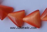 CCT34 14.5 inches 15*16mm triangle orange red cats eye beads wholesale