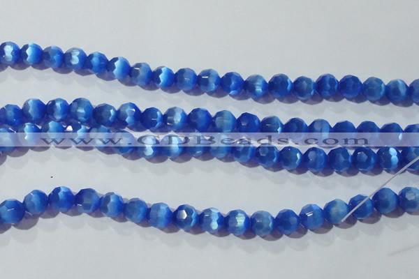 CCT383 15 inches 8mm faceted round cats eye beads wholesale