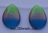 CCT44 14.5 inches 22*30mm flat teardrop mix color cats eye beads