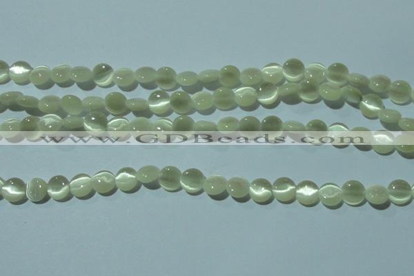 CCT450 15 inches 6mm flat round cats eye beads wholesale