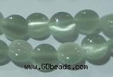 CCT451 15 inches 6mm flat round cats eye beads wholesale