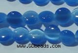 CCT464 15 inches 6mm flat round cats eye beads wholesale