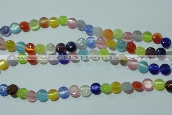 CCT467 15 inches 6mm flat round cats eye beads wholesale