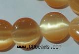 CCT516 15 inches 10mm flat round cats eye beads wholesale