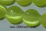 CCT520 15 inches 10mm flat round cats eye beads wholesale