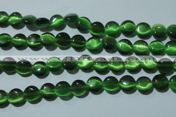 CCT523 15 inches 10mm flat round cats eye beads wholesale