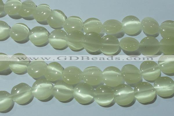 CCT541 15 inches 12mm flat round cats eye beads wholesale