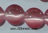 CCT545 15 inches 12mm flat round cats eye beads wholesale