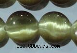 CCT547 15 inches 12mm flat round cats eye beads wholesale