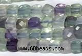 CCU1002 15 inches 4mm faceted cube fluorite beads