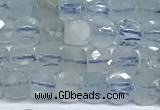 CCU1003 15 inches 4mm faceted cube aquamarine beads