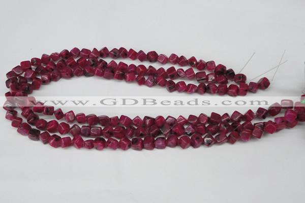 CCU102 15.5 inches 6*6mm cube dyed white jade beads wholesale