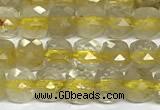 CCU1025 15 inches 4mm faceted cube golden rutilated quartz beads