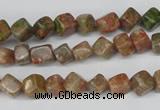 CCU103 15.5 inches 6*6mm cube New unakite beads wholesale