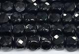 CCU1030 15 inches 4mm faceted cube black tourmaline beads