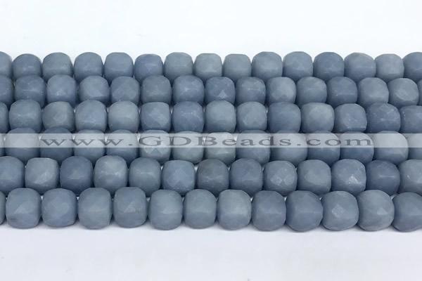 CCU1052 15 inches 8mm faceted cube blue angel skin beads