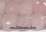 CCU1053 15 inches 8mm faceted cube rose quartz beads