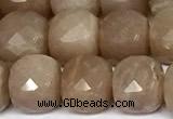 CCU1060 15 inches 8mm faceted cube moonstone beads