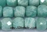 CCU1277 15 inches 6mm - 7mm faceted cube amazonite beads