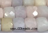 CCU1280 15 inches 6mm - 7mm faceted cube morganite beads