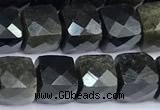 CCU1282 15 inches 6mm - 7mm faceted cube obsidian beads