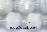 CCU1285 15 inches 9mm - 10mm faceted cube white moonstone beads