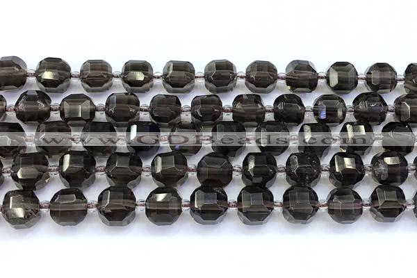 CCU1295 15 inches 9mm - 10mm faceted cube smoky quartz beads