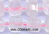 CCU1301 15 inches 9mm - 10mm faceted cube rose quartz beads