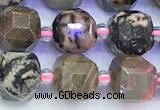 CCU1302 15 inches 9mm - 10mm faceted cube rhodonite beads