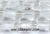 CCU1310 15 inches 7mm - 8mm faceted cube white crystal beads