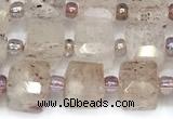 CCU1313 15 inches 7mm - 8mm faceted cube strawberry quartz beads