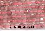 CCU1327 15 inches 2.5mm faceted cube strawberry quartz beads