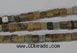 CCU20 15.5 inches 5*5mm cube serpentine jasper beads wholesale