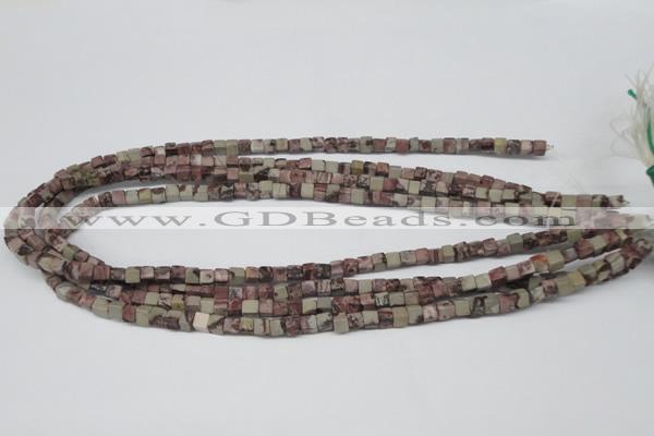 CCU24 15.5 inches 5*5mm cube red artistic jasper beads wholesale