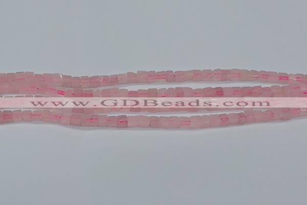 CCU300 15.5 inches 4*4mm cube rose quartz beads wholesale