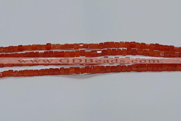 CCU305 15.5 inches 4*4mm cube red agate beads wholesale