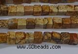 CCU309 15.5 inches 4*4mm cube picture jasper beads wholesale