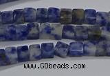 CCU313 15.5 inches 4*4mm cube blue spot stone beads wholesale