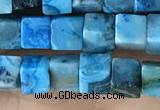 CCU453 15.5 inches 4*4mm cube blue crazy lace agate beads