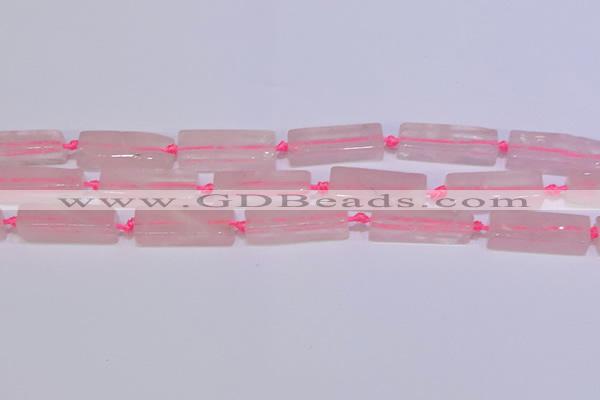 CCU603 15.5 inches 8*20mm - 10*30mm cuboid rose quartz beads