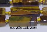 CCU618 15.5 inches 8*20mm - 10*30mm cuboid yellow tiger eye beads