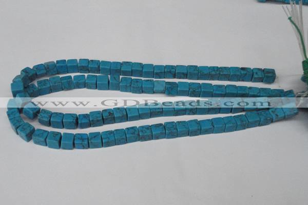 CCU62 15.5 inches 8*8mm cube turquoise beads wholesale