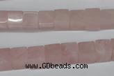 CCU63 15.5 inches 8*8mm cube rose quartz beads wholesale