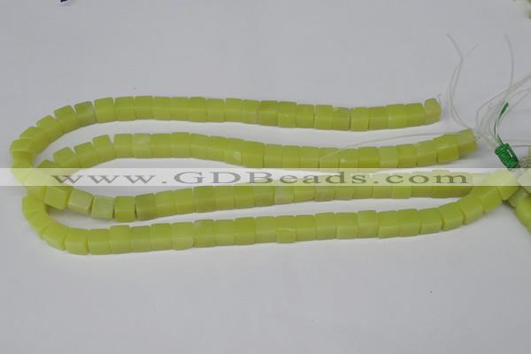 CCU64 15.5 inches 8*8mm cube olive jade beads wholesale