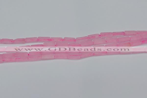 CCU711 15.5 inches 4*13mm cuboid rose quartz beads wholesale