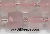 CCU753 15 inches 8*8mm faceted cube rose quartz beads