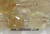 CCU755 15 inches 8*8mm faceted cube citrine beads