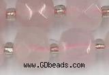 CCU773 15 inches 10*10mm faceted cube rose quartz beads