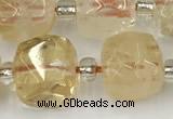 CCU775 15 inches 10*10mm faceted cube citrine beads